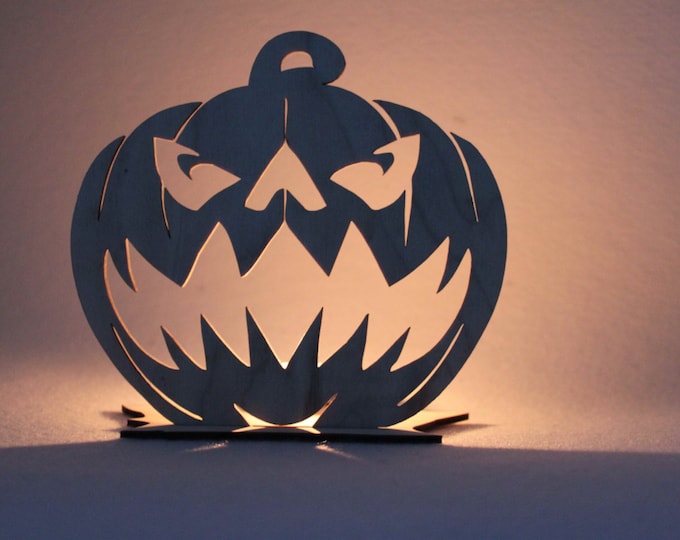 Halloween Tea Light Garden Lantern Wooden Indoor outdoor decor  Pumpkin  Candle Holder