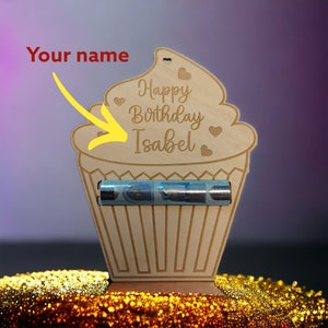 Personalisierte Cupcake Muffin Form Geldhalter Geburtstag Geschenkanhänger Gadgets für besondere Anlässe