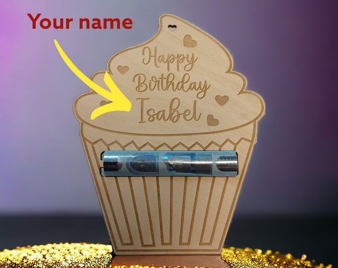 Personalized Cupcake Muffin shape Money Holder Birthday Gift Tag Special Occasions gadgets