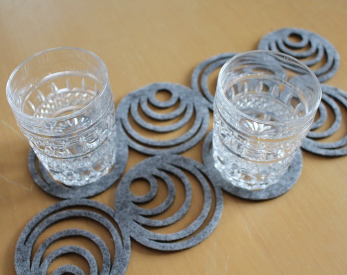 Multi functional Felt Coaster or Placemats  Peacocks Eyes Shape Set of 4 Handmade Ireland