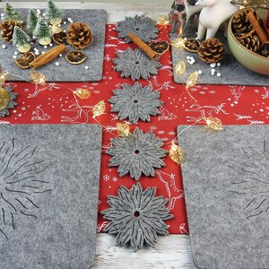 Not only for Christmas Grey and more felt colour Placemats and coaster Flames Aster Flower minimalism cut Felt Table Mats Set of 16 pieces