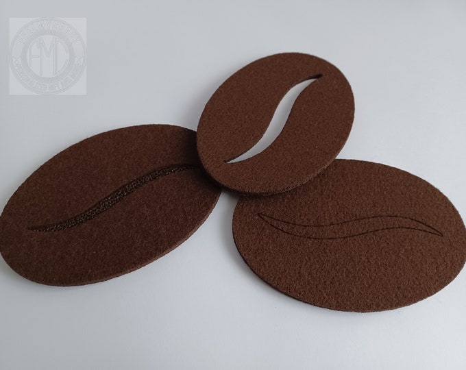 Felt Coaster Charming coffee bean shaped Shape Set of 6 for Style and Functionality Bean There Coasted That! Brew-tiful Bean-Shaped handmade