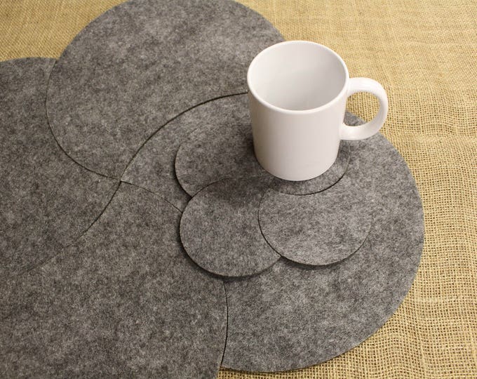 Multi Placemats and Coaster Moon Shape  Felt Table Mats Set 8 pieces