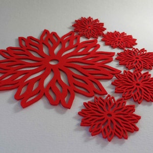 Mix Colour Only Placemats  Flames Aster Flower Circle Felt Table Mats Set of 6 Laser Cut