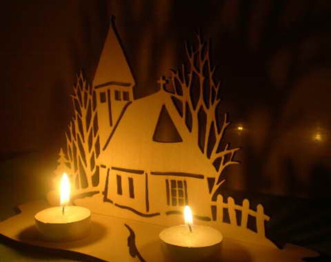 Christmas Crib Tea Light candle holder wood craft decoration laser cut