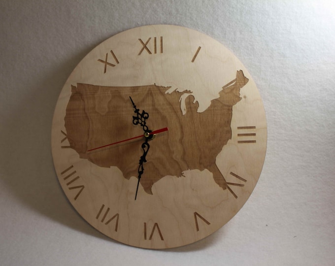 Unigue Shape Bespoke USA Shape Clock USA Map Wooden