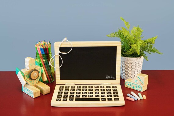 wooden toy computer