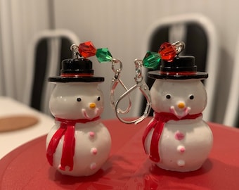 Snowman Earrings, Christmas Snowman Earrings. Snowman Jewelry, Christmas Earrings, Winter Gift Earrings,