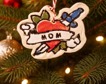 Mom tattoo Xmas ornament