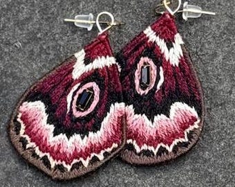 Hand-Embroidered Butterfly Wing Earrings