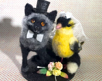 Custom Felted Animal Wedding Cake Toppers