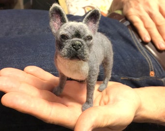 Small Custom Felted Dog Sculpture/Replica Dog Portrait/3d pet picture