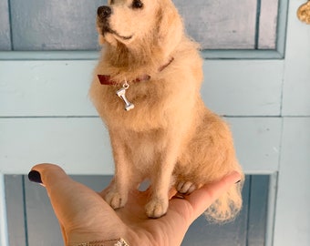 Medium Custom Needle Felted Dog - Pet Portrait Sculpture