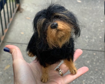 Small Custom Felted Dog Sculpture/Replica Dog Portrait/3d pet picture