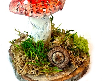 Paper Mache Mushrooms, Handcrafted Mushroom Sculpture