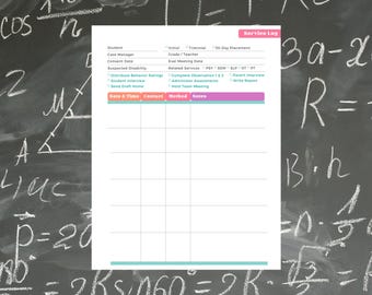 Customizable Service Log  | 8.5"x11" | Digital Template