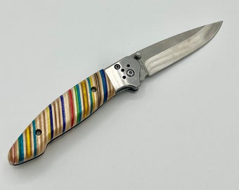 Folding Pocket Knife made with Reclaimed Skateboards