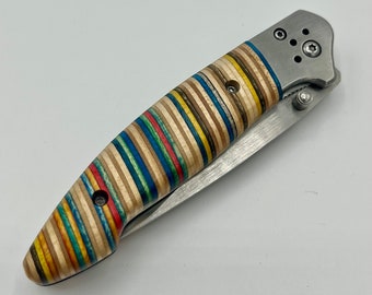 Folding Pocket Knife made with Reclaimed Skateboards