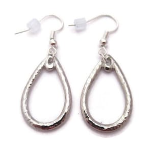 Teardrop Hoop Earrings, Silver Teardrop Earring, Silver Dangle Teardrop, Long Silver Earring, Teardrop Dangles, Minimalist Earring, Gift
