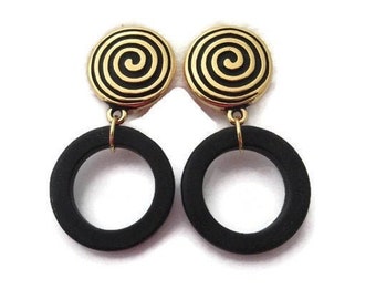 Black Clip On Earring, Black Sea Glass, Gold Clip On, Black Clip On Dangle, Black Beach Glass Earring, Gold Spiral Clip, Black Clip Hoops