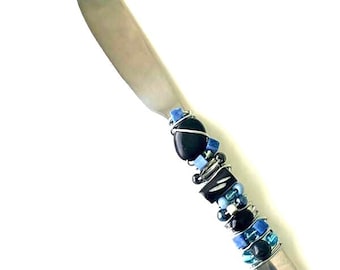 Beaded Cheese Spreader: Decorative Butter Knife, Wire Wrapped Charcuterie Board Utensil