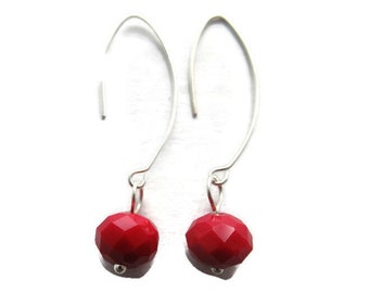 Ruby Red Crystal Dangle Earrings: Dressy Red Drop