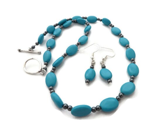 Turquoise necklace set discount