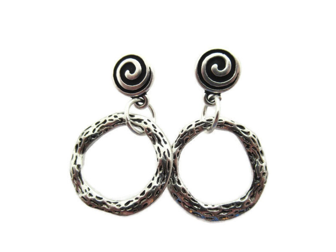 Silver Spiral Post Earrings Silver Hoop Post Silver Post Etsy