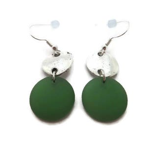 Green Beach Glass Earrings, Grass Green Dangles, Long Green Earrings, Recycled Glass, Green Sea Glass Earrings, Green Drop, Green and Silver image 5