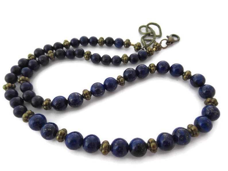 Lapis Lazuli Beaded Necklace Lapis Necklace Dark Blue | Etsy