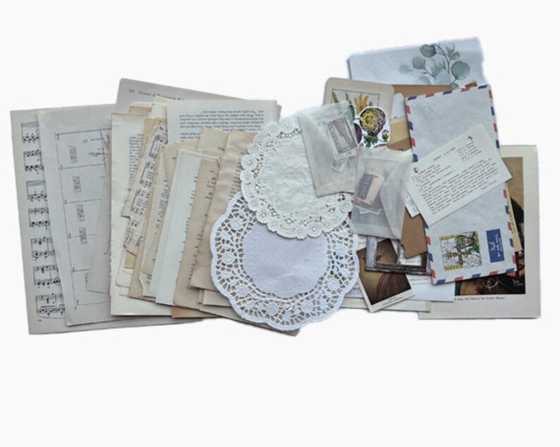 Junk Journal papers plus mystery bonus pieces-80 items image 1