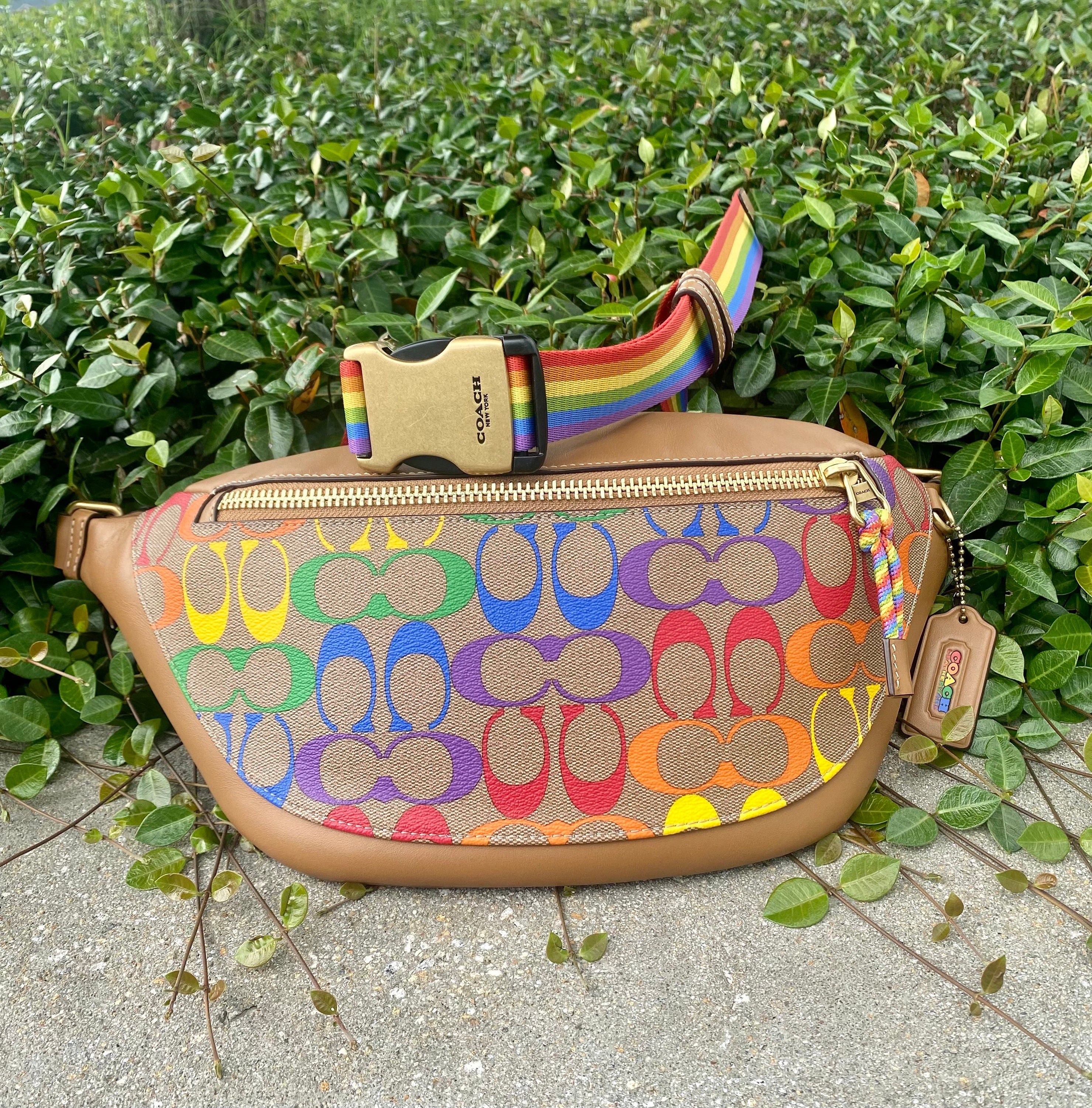 coach duffle with rainbow quilting