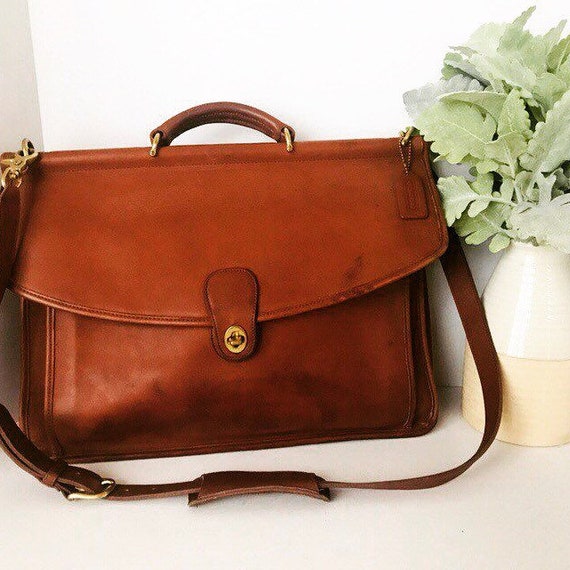 Vintage Coach British Tan Briefcase Leather