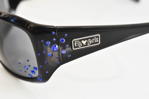 Black Flys Sunglasses SNOW FLY with Blue Rhinesto… - image 3