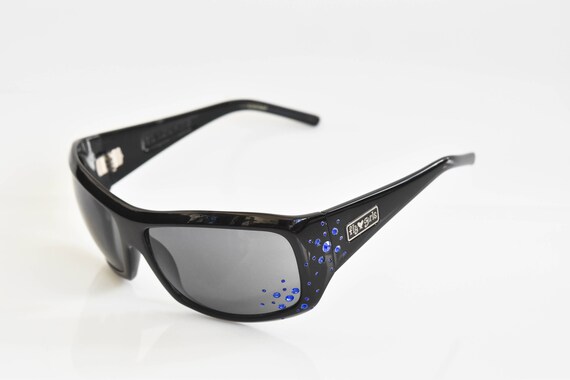 Black Flys Sunglasses SNOW FLY with Blue Rhinesto… - image 2