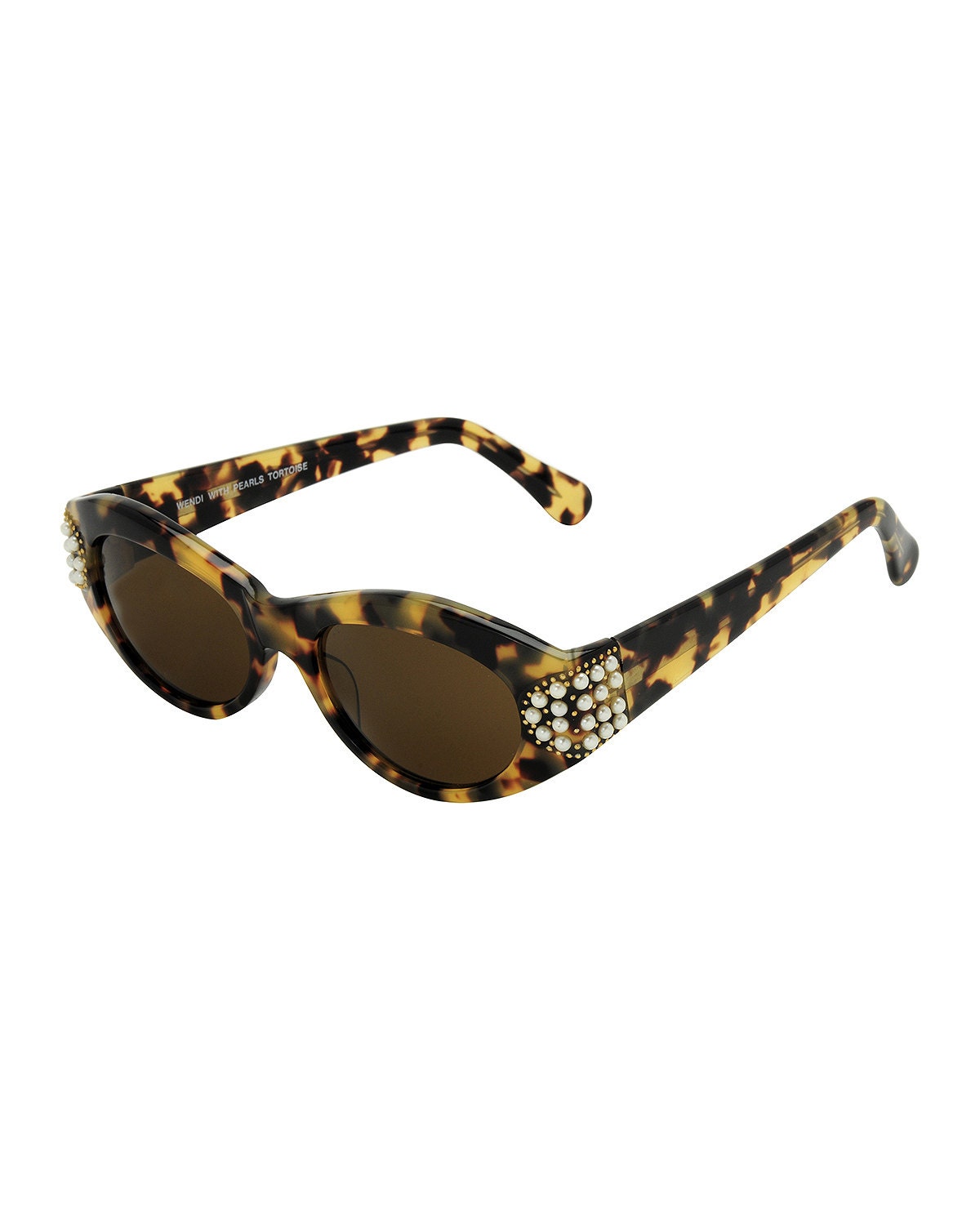 Cheryl Shuman Tortoiseshell Oval Sunglasses with Pearl Cluster Temples Cheryl Shuman Sunglasses THELMA TORTOISE Brown 55-15-152 - Etsy main image 4