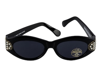 Cheryl Shuman Sunglasses Wendi with Pearls Black