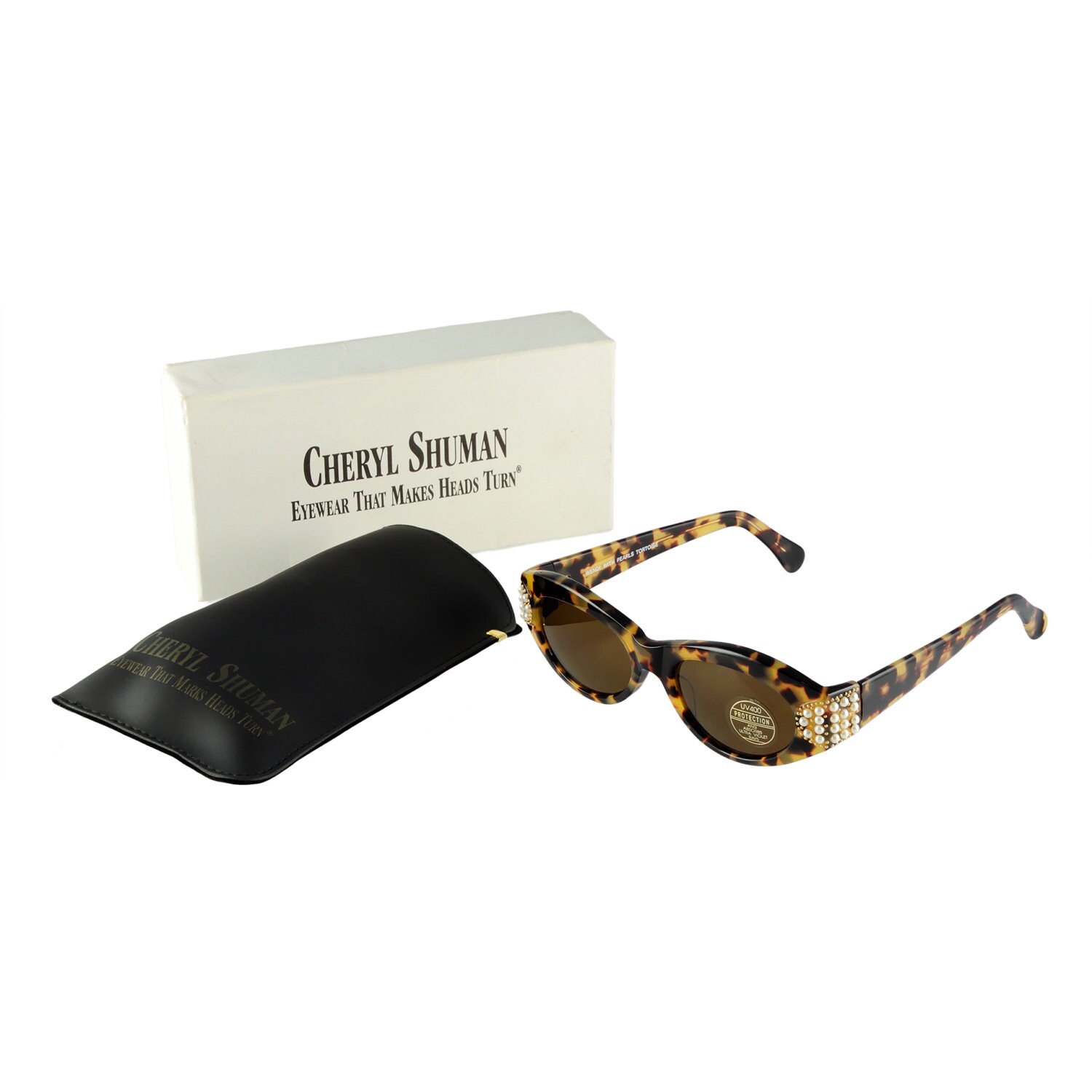 CHERYL SHUMAN Cat Eye Vintage Jacqueline Black Sunglasses Eyewear CHERYL SHUMAN Sunglasses OSCAR CAT BLACK with Plastic Lens  main image 3