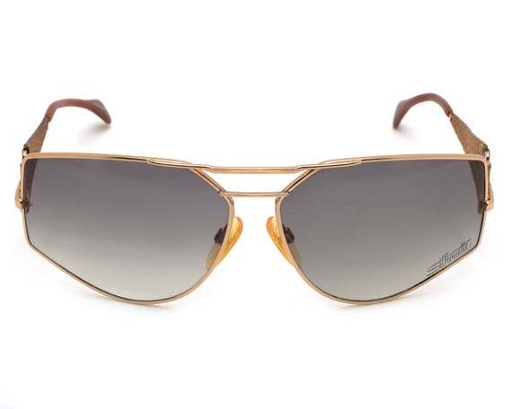 Silhouette Sunglasses Gold Beige Leather Temples … - image 1