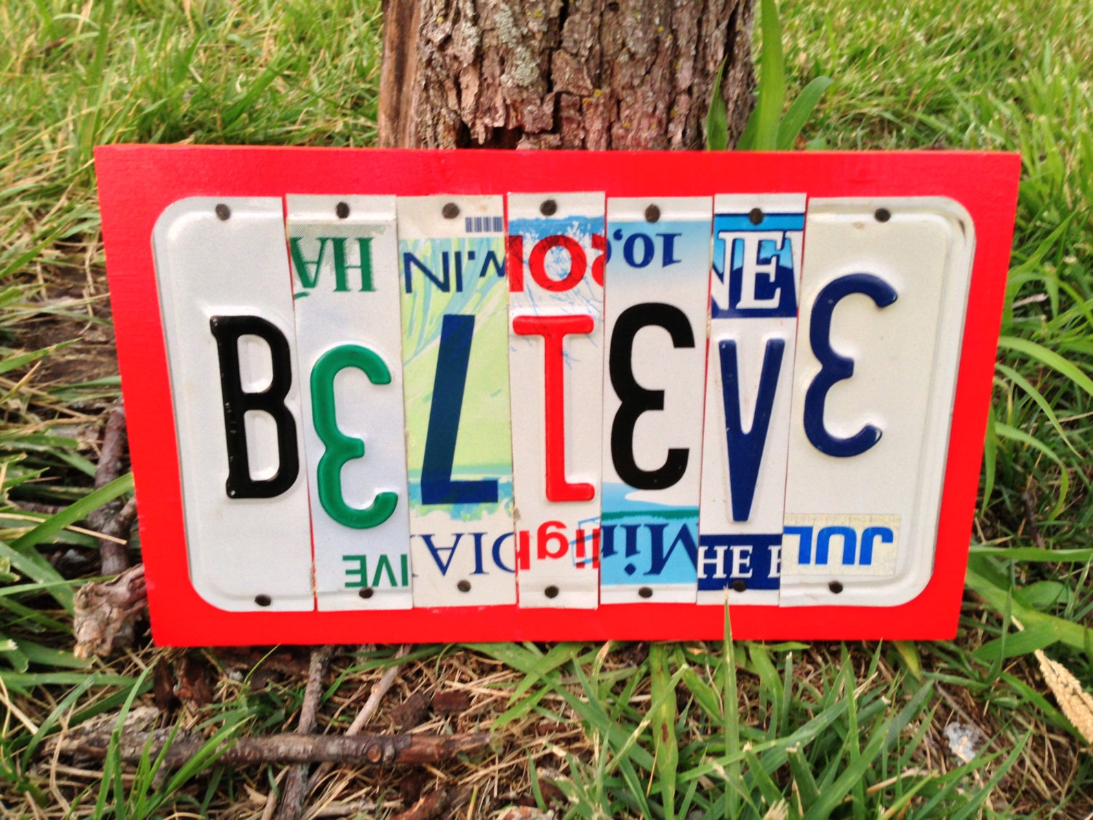 BELIEVE CUSTOM Recycled License Plate Art Sign Etsy