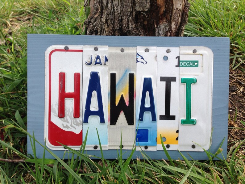 HAWAII Custom Recycled LICENSE Plate Sign Art Wall Hanging Etsy
