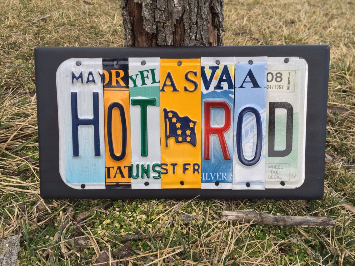 HOT ROD Custom Recycled License Plate Art Sign Etsy