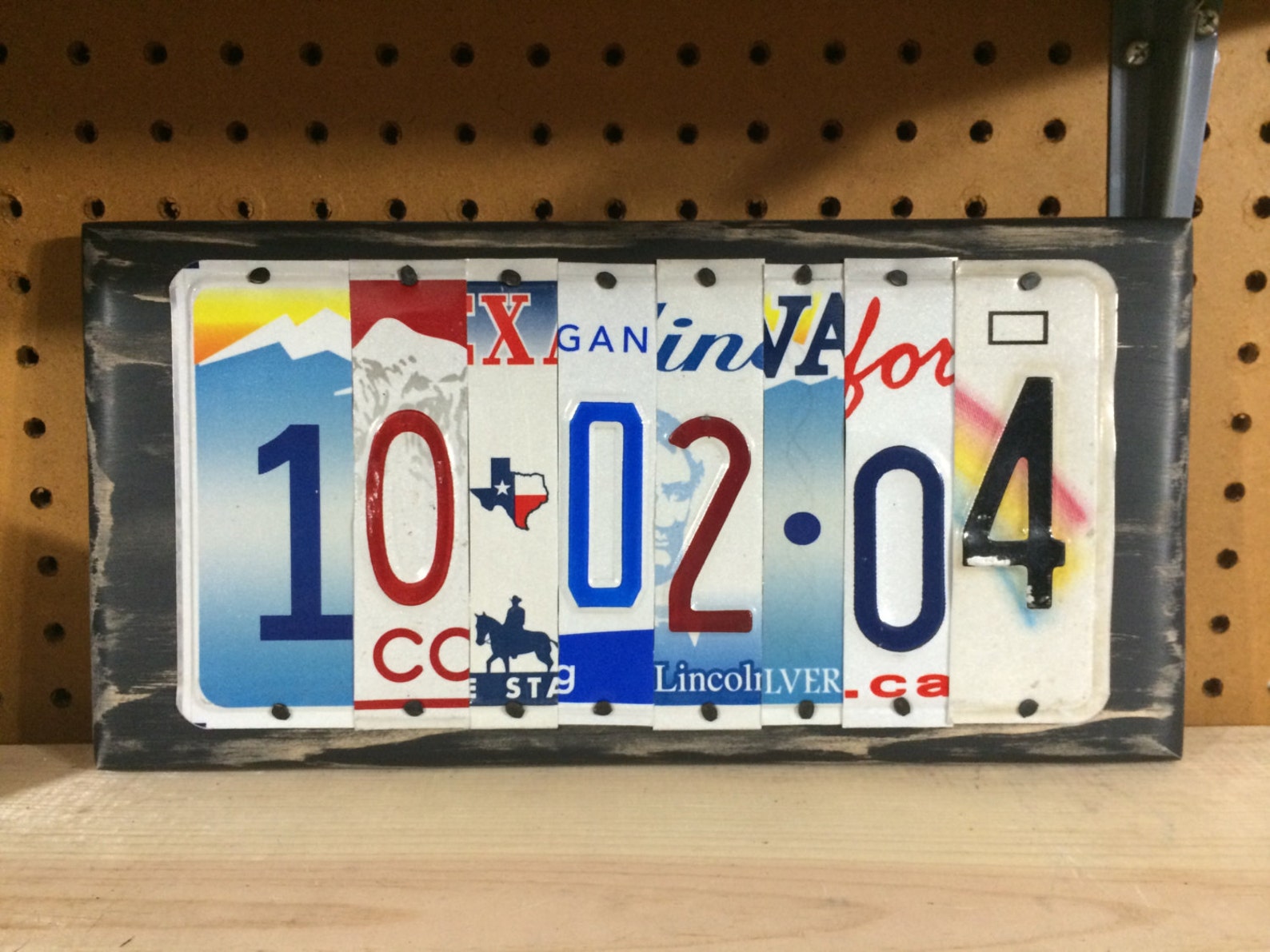 Custom Date sign made from recycled License Plates Anniversary Etsy