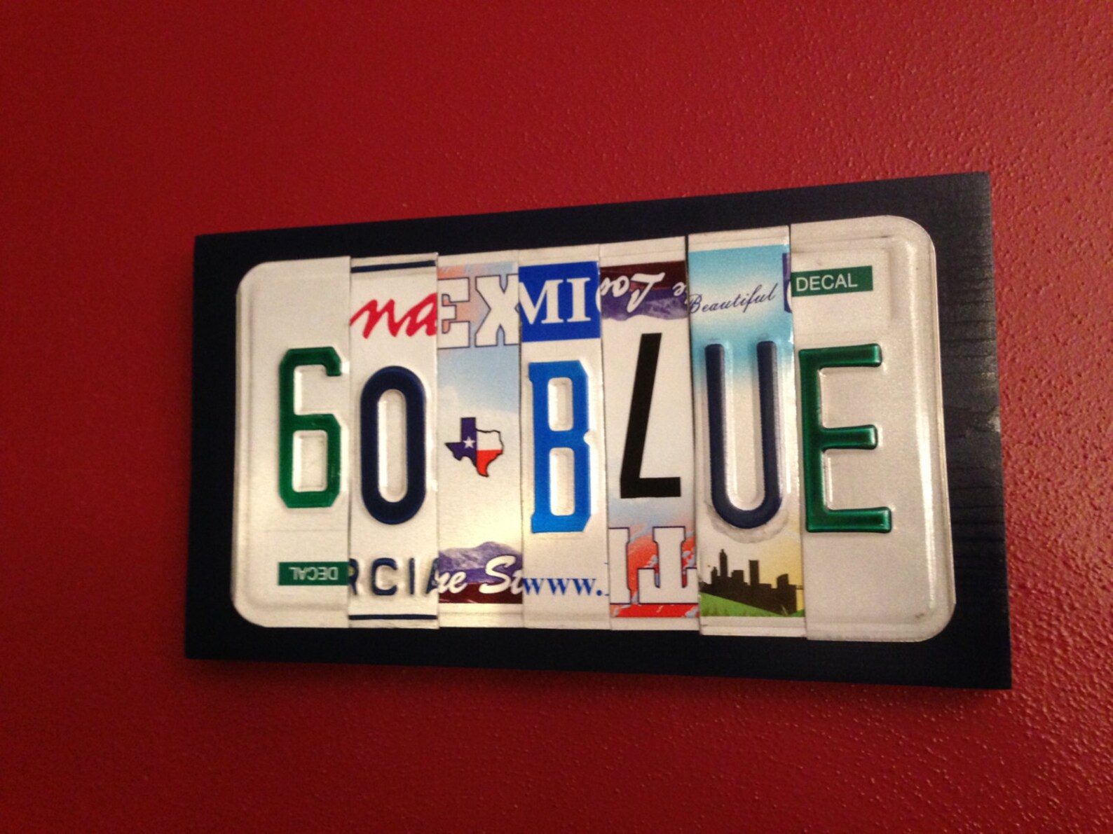 GO BLUE Custom Recycled License Plate Art Sign Etsy