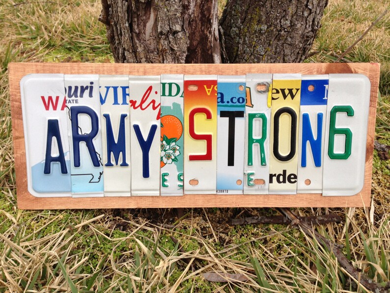 ARMY STRONG Custom Recycled License Plate Art Sign US Army Etsy