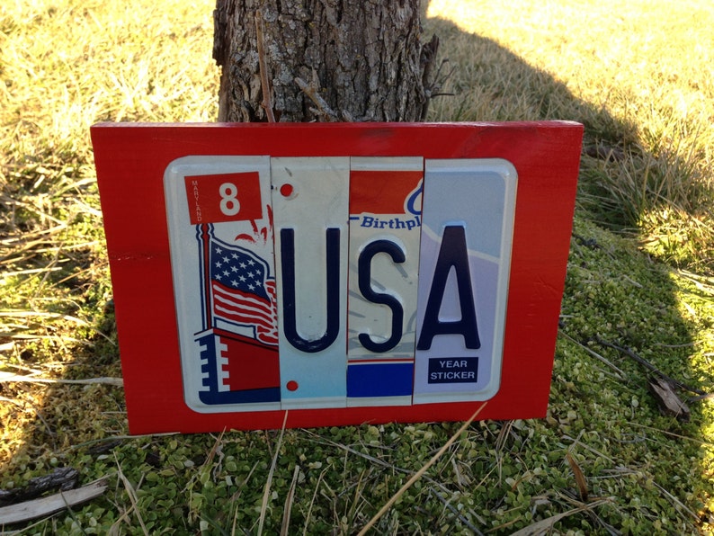USA Custom Recycled LICENSE PLATE Art Sign Etsy