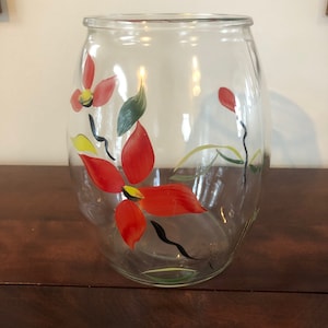 Bartlett Collins Cookie Jar, No Lid, Clear with Flower