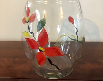 Bartlett Collins Cookie Jar, No Lid, Clear with Flower