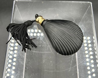 Black Glass Shell Mini Perfume Bottle with Tassel - 10 ml or .33 oz.