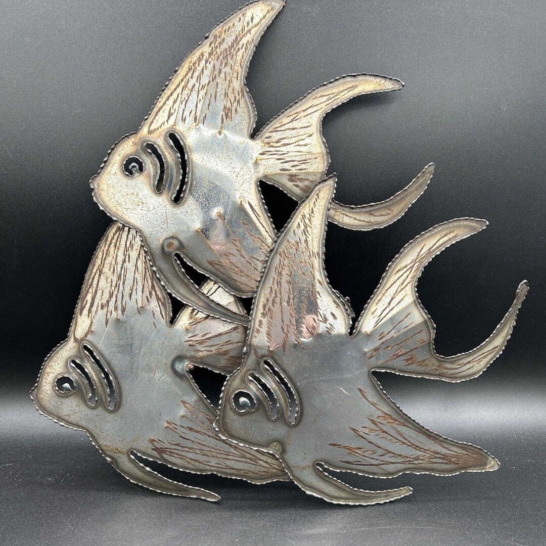 Brutalist Angel Fish Wall Sculptures Hanging Metal Art MCM Etsy